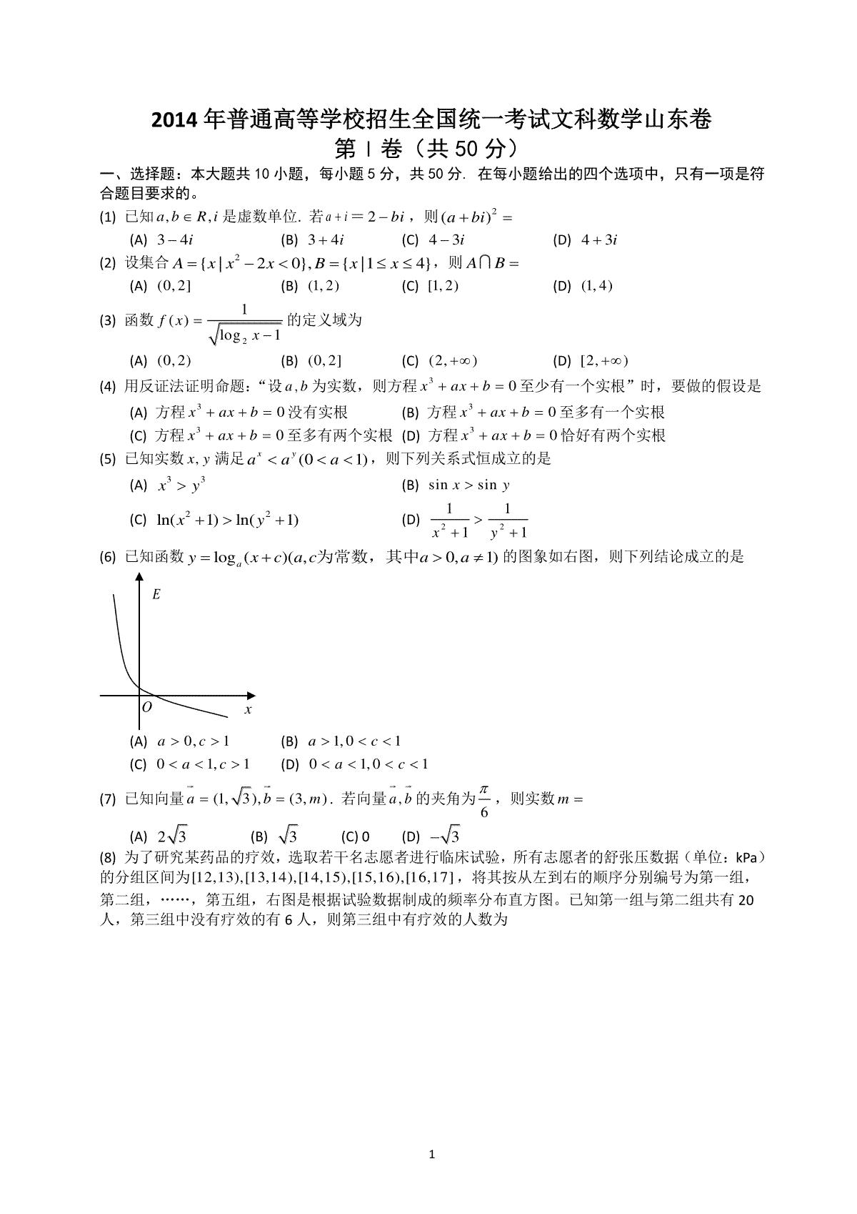2014年高考真题数学【文】(山东卷)（含解析版）