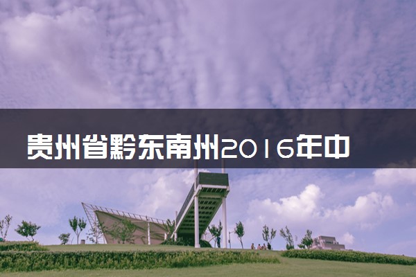 贵州省黔东南州2016年中考理综（化学部分）真题试题（含解析）
