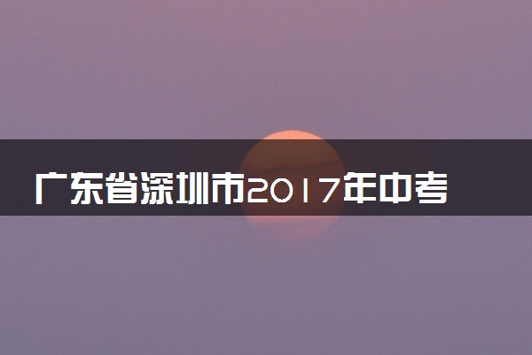 广东省深圳市2017年中考化学真题试题（含解析）