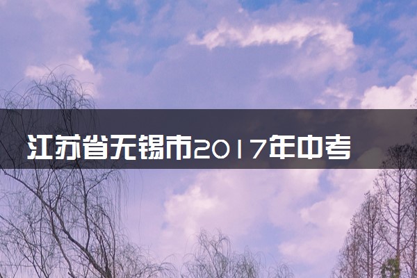 江苏省无锡市2017年中考化学真题试题（含解析）