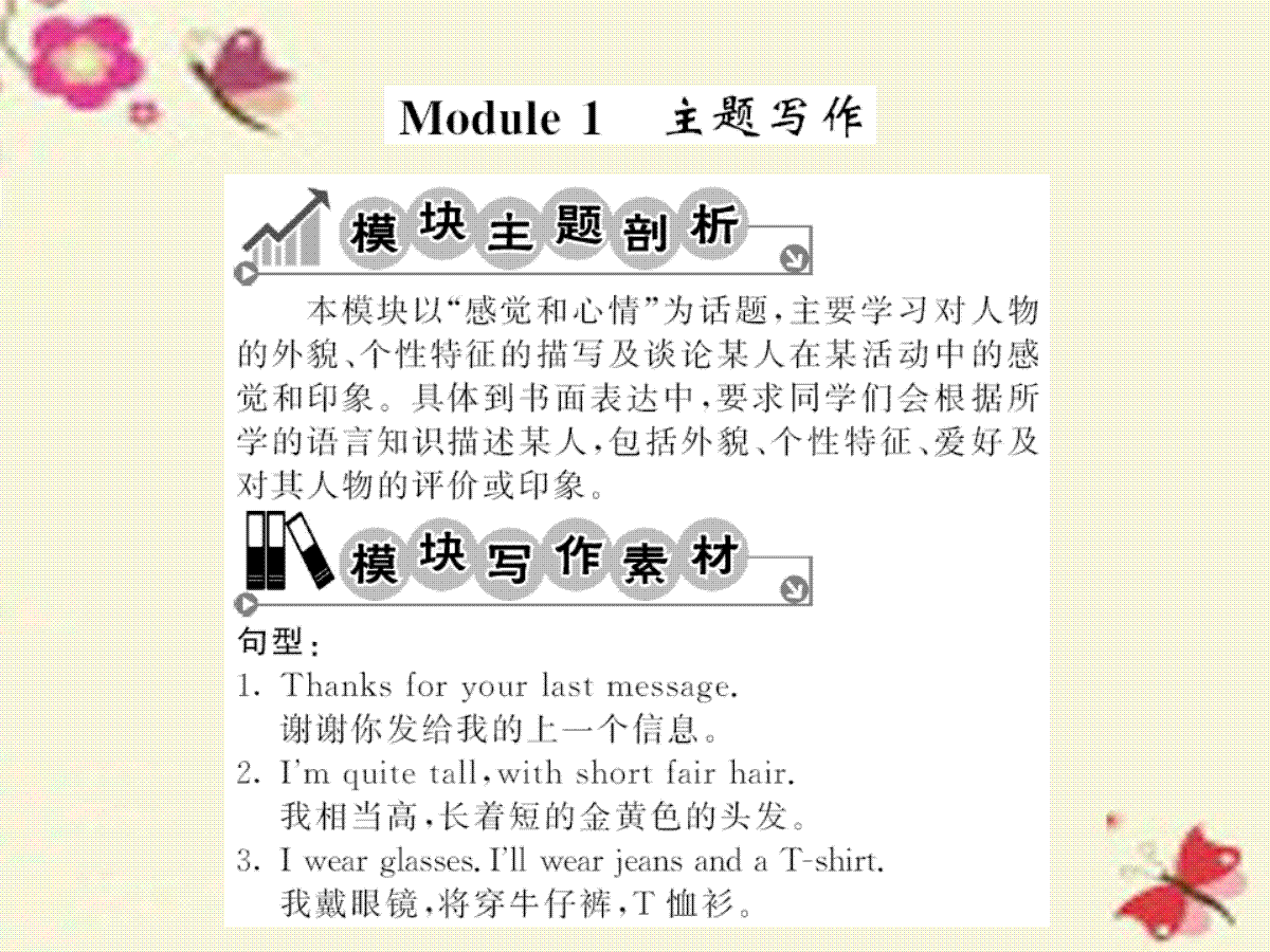 八年级英语上册 Module 1 Feelings and impression主题写作课件 （新版
