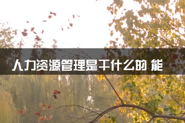人力资源管理是干什么的 能做哪些工作