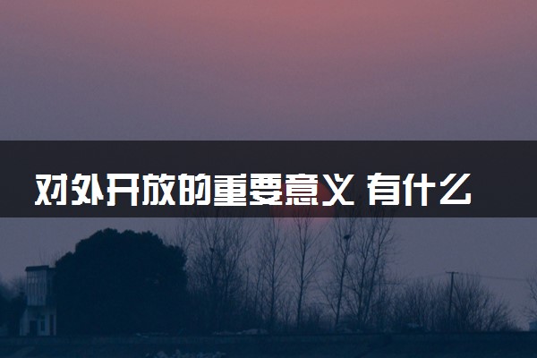 对外开放的重要意义 有什么影响