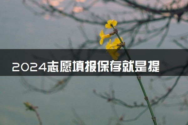 2024志愿填报保存就是提交了吗 怎么算填报成功
