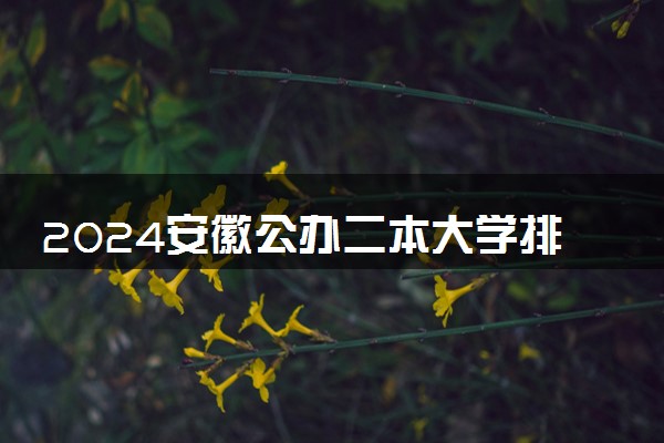 2024安徽公办二本大学排名名单及录取分数线位次