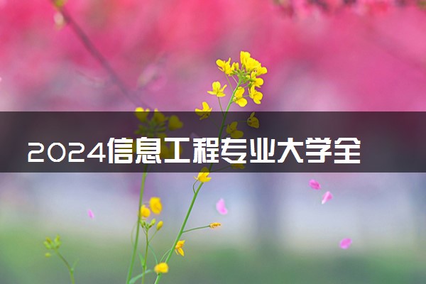 2024信息工程专业大学全国排名及录取最低分数线