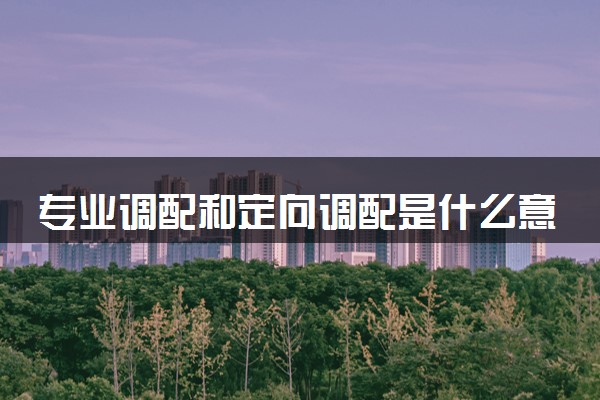 专业调配和定向调配是什么意思 有啥区别