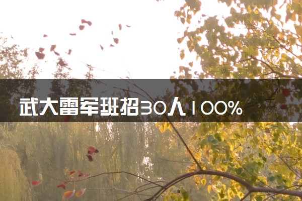 武大雷军班招30人100%有保研资格 具体怎么回事