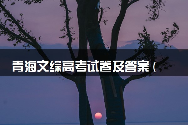 青海文综高考试卷及答案 (2024考后更新)