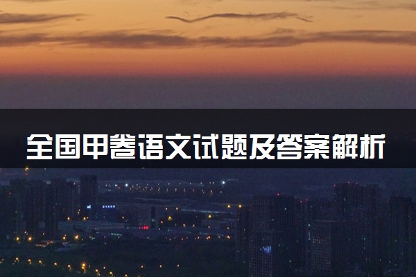 全国甲卷语文试题及答案解析汇总（2024考后更新）
