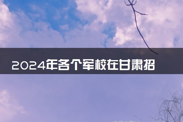 2024年各个军校在甘肃招多少人 招生计划及人数