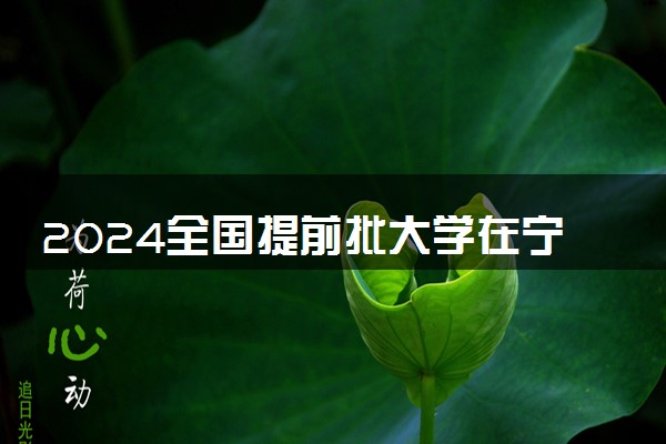 2024全国提前批大学在宁夏招生计划及录取分数线