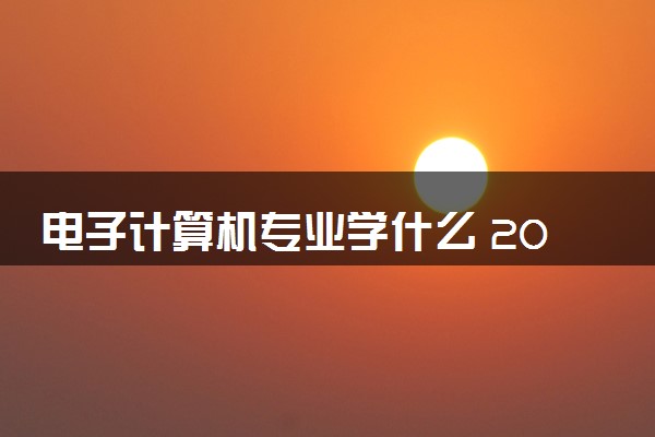 电子计算机专业学什么 2024有哪些课程内容