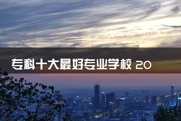 专科十大最好专业学校 2024哪些院校实力强