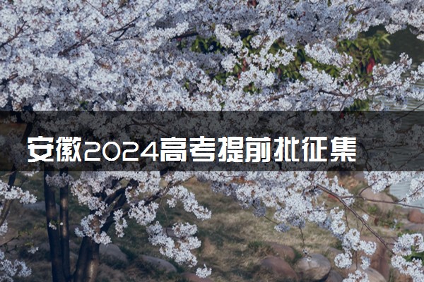 安徽2024高考提前批征集志愿填报及截止时间
