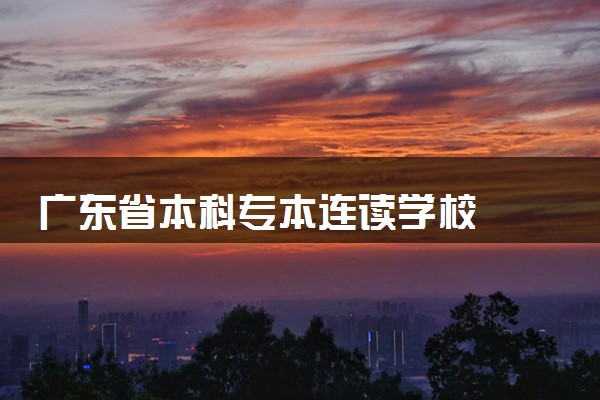 广东省本科专本连读学校