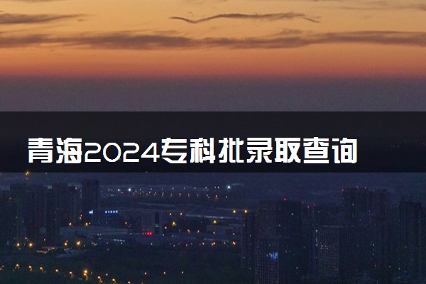 青海2024专科批录取查询入口官网 怎么查录取结果