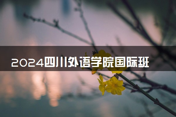 2024四川外语学院国际班怎么样 值得读吗