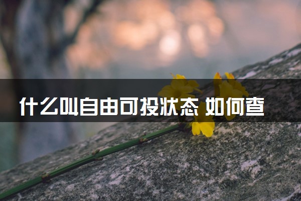 什么叫自由可投状态 如何查询录取状态