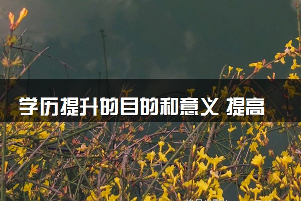 学历提升的目的和意义 提高学历的途径有哪些