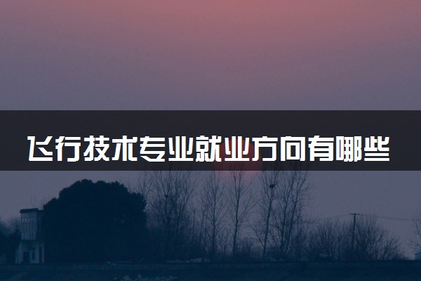 飞行技术专业就业方向有哪些 好不好就业