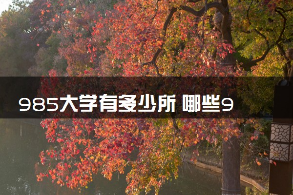 985大学有多少所 哪些985大学值得报