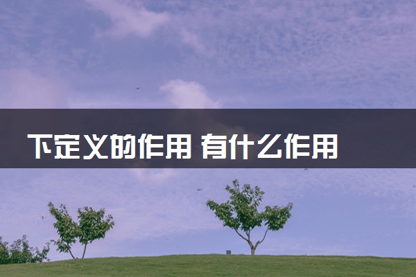 下定义的作用 有什么作用