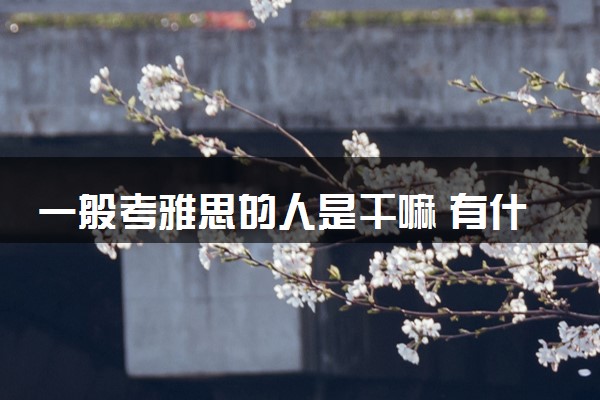 一般考雅思的人是干嘛 有什么用