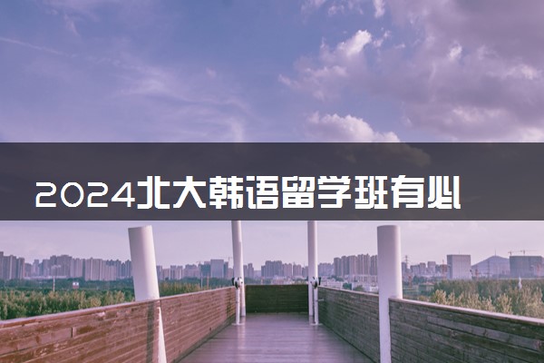 2024北大韩语留学班有必要读吗 认可度高吗