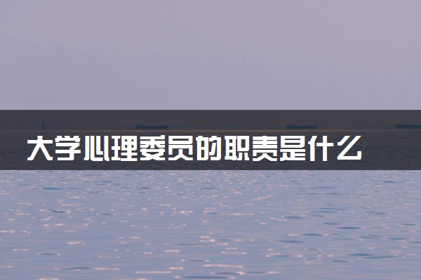大学心理委员的职责是什么 选拔标准有哪些