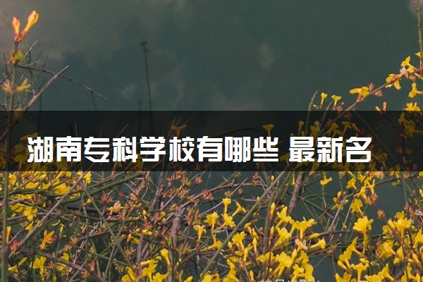 湖南专科学校有哪些 最新名单整理