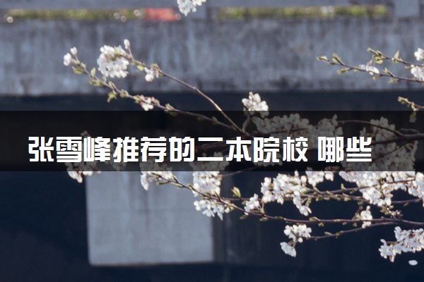 张雪峰推荐的二本院校 哪些大学值得报考