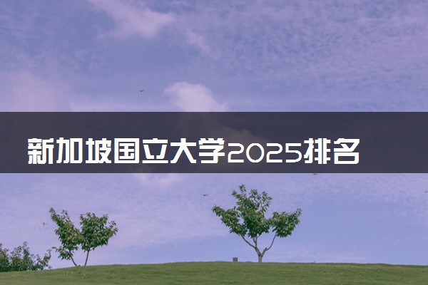 新加坡国立大学2025排名 在中国的认可度咋样
