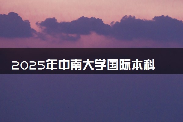 2025年中南大学国际本科招生简章及学费