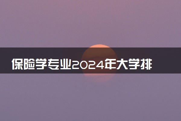 保险学专业2024年大学排名 最好的大学排行榜