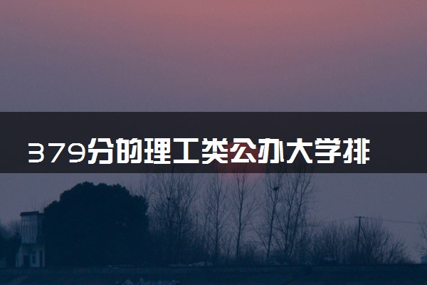 379分的理工类公办大学排行榜（2025考生参考)