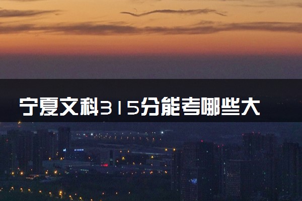 宁夏文科315分能考哪些大学 2025考生稳上的大学名单