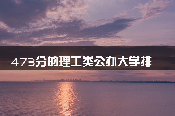 473分的理工类公办大学排行榜（2025考生参考)