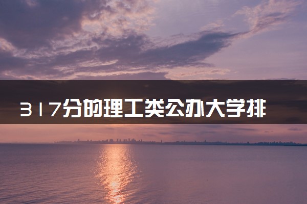 317分的理工类公办大学排行榜（2025考生参考)