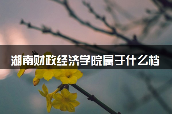 湖南财政经济学院属于什么档次 学校好不好