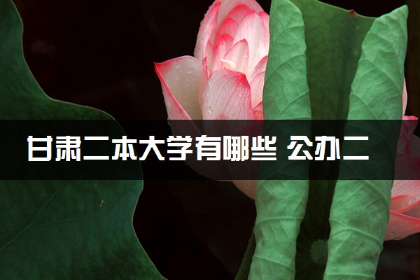 甘肃二本大学有哪些 公办二本院校名单及分数线(2025参考)