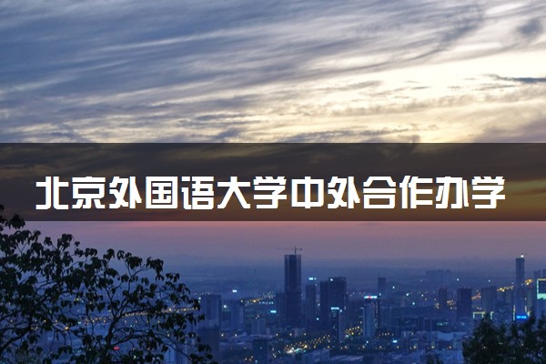 北京外国语大学中外合作办学招生简章及专业计划（2025参考）