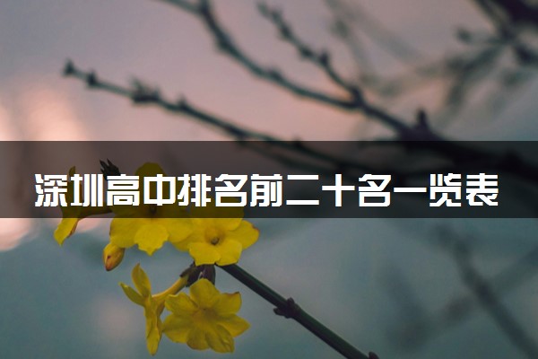 深圳高中排名前二十名一览表