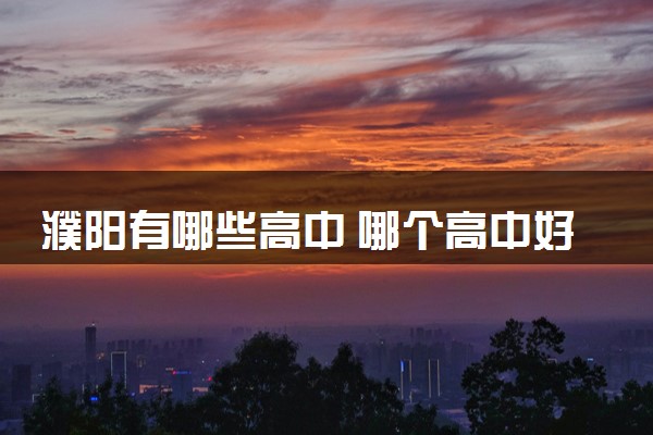 濮阳有哪些高中 哪个高中好