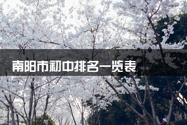 南阳市初中排名一览表