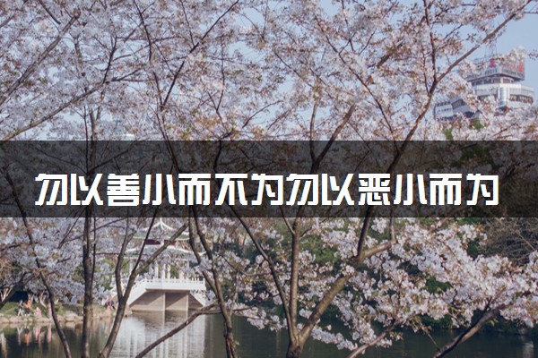 勿以善小而不为勿以恶小而为之是什么意思