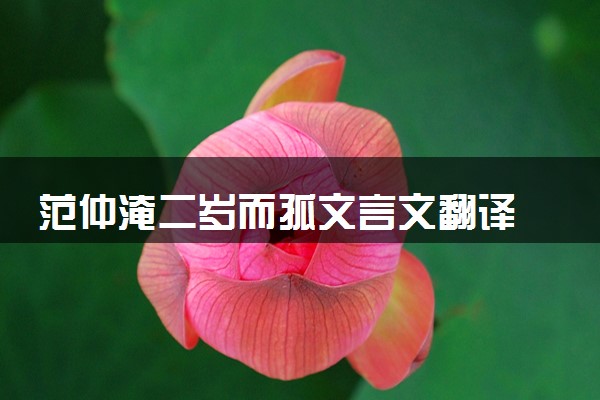 范仲淹二岁而孤文言文翻译