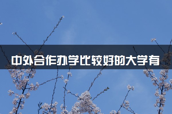 中外合作办学比较好的大学有哪些 录取分数线是多少