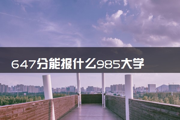 647分能报什么985大学 2025推荐院校