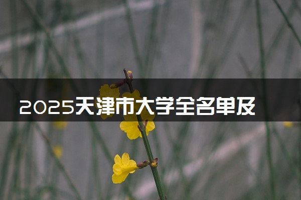 2025天津市大学全名单及排名 一本二本大学+985/211汇总